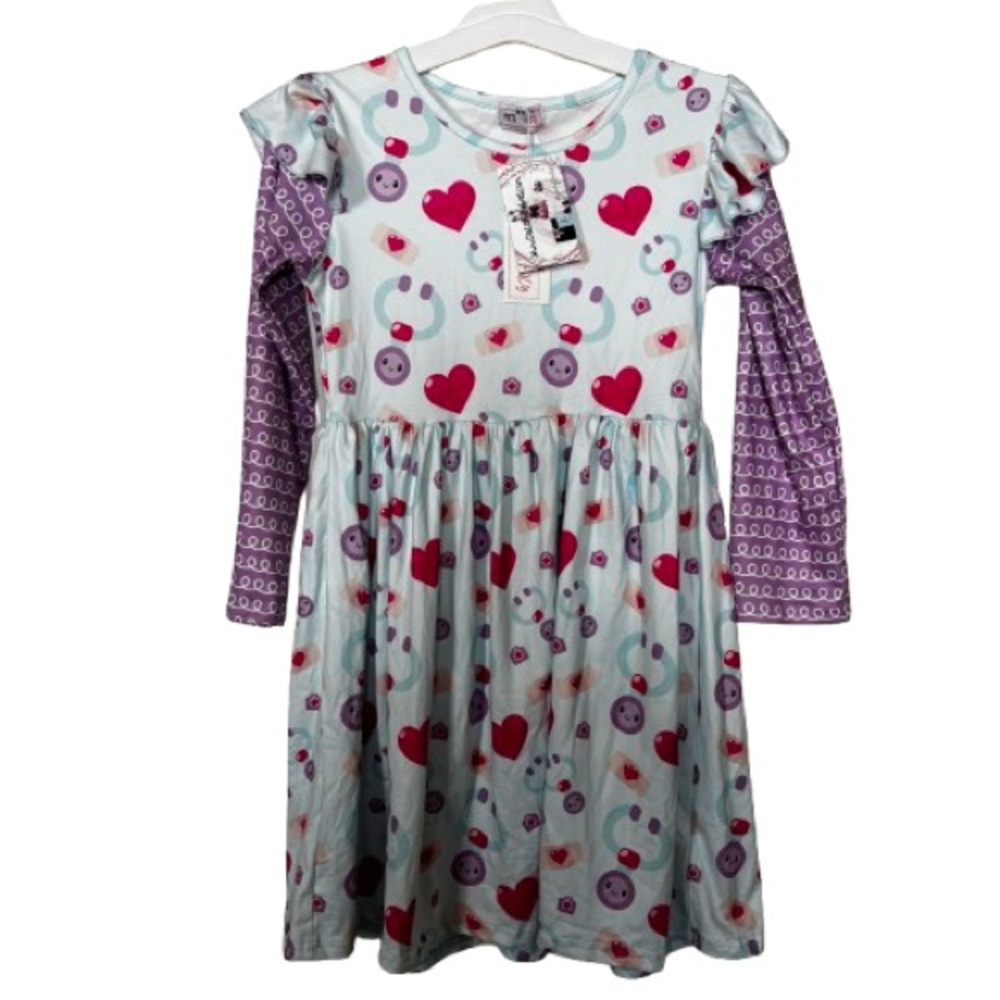 Pete & Lucy Girls Health Care Hero Print‎ Dress 10/12 NWT Long Sleeve